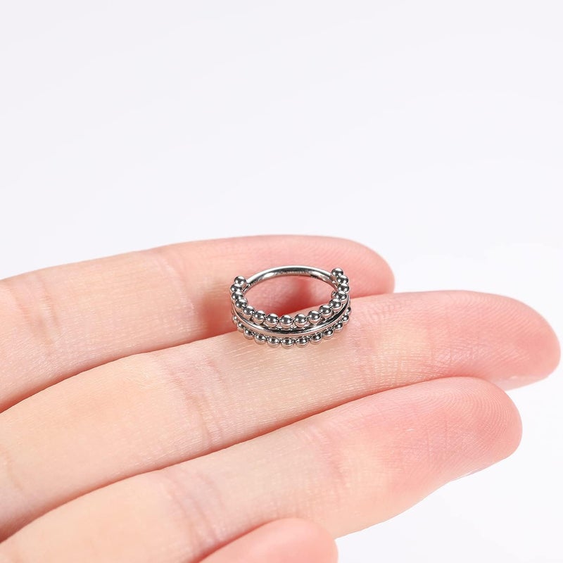FUNLMO Store 316L Surgical Steel Nose Hoop Septum Conch Piercing Jewelry Cartilage Daith Helix Tragus Rook Lobe Earring Triple/Double Nose Lip Ring 20G 18G 16G - Image 2